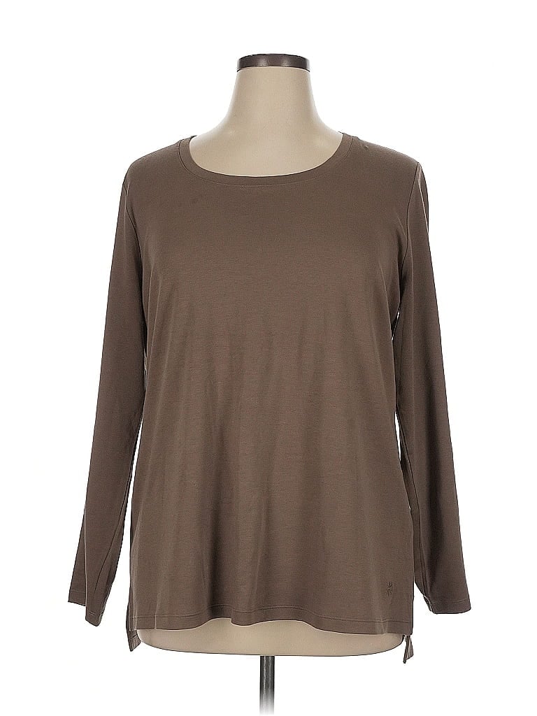 Isaac Mizrahi LIVE! 100% Cotton Brown Long Sleeve T-Shirt Size XL - photo 1
