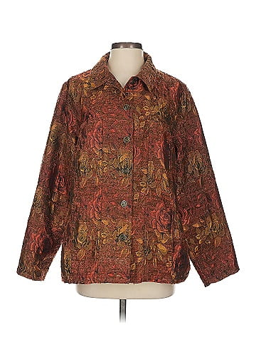 Unbranded Brown Floral Patterned Button-Up Tapestry Jacket (view 1)