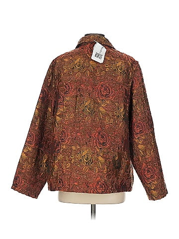 Unbranded Brown Floral Patterned Button-Up Tapestry Jacket (view 2)