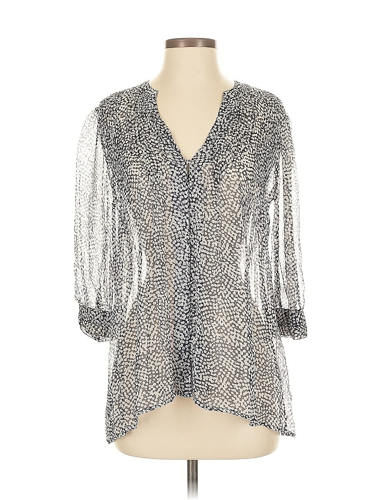 Pre-owned Joie 3/4 Sleeve Blouse In Silver