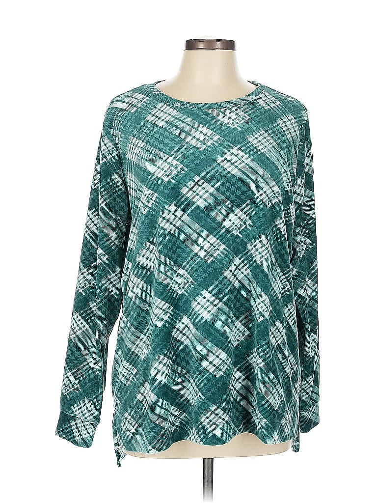 D&Co. Plaid Teal Pullover Sweater Size L - photo 1