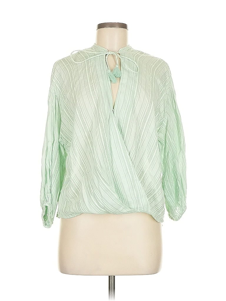 Lou & Grey for LOFT 100% Cotton Green 3/4 Sleeve Blouse Size M - photo 1