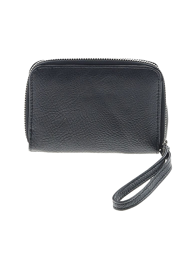 Pre-owned Under One Sky Leather Wristlet In Black