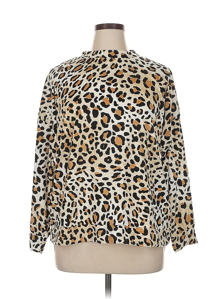 Pre-owned Joyspun Long Sleeve Blouse In Brown