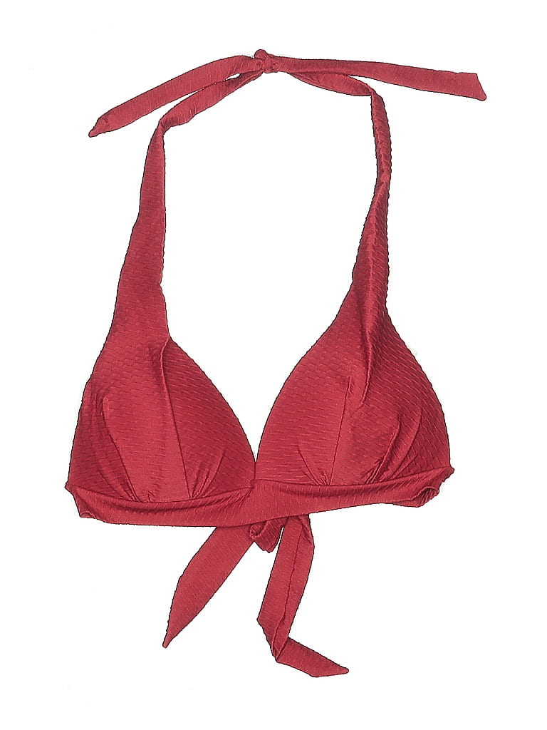 Pre-owned Banana Moon Swimsuit Top Burgundy Chevron/herringbone Pattern Swimwear