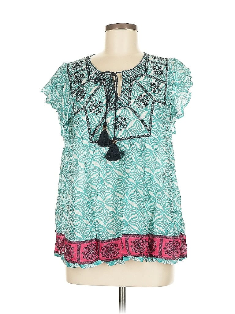 Pre-owned Rachel Zoe Short Sleeve Blouse In Blue