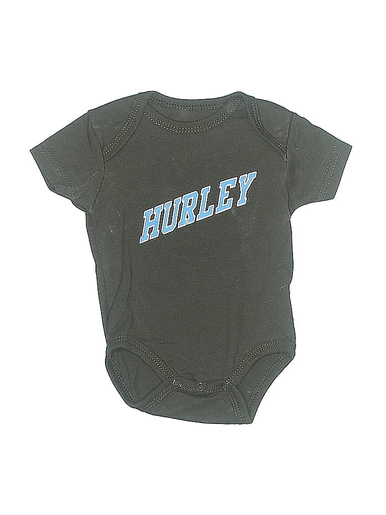 Pre-owned Hurley Babies'  Short Sleeve Onesie In Green