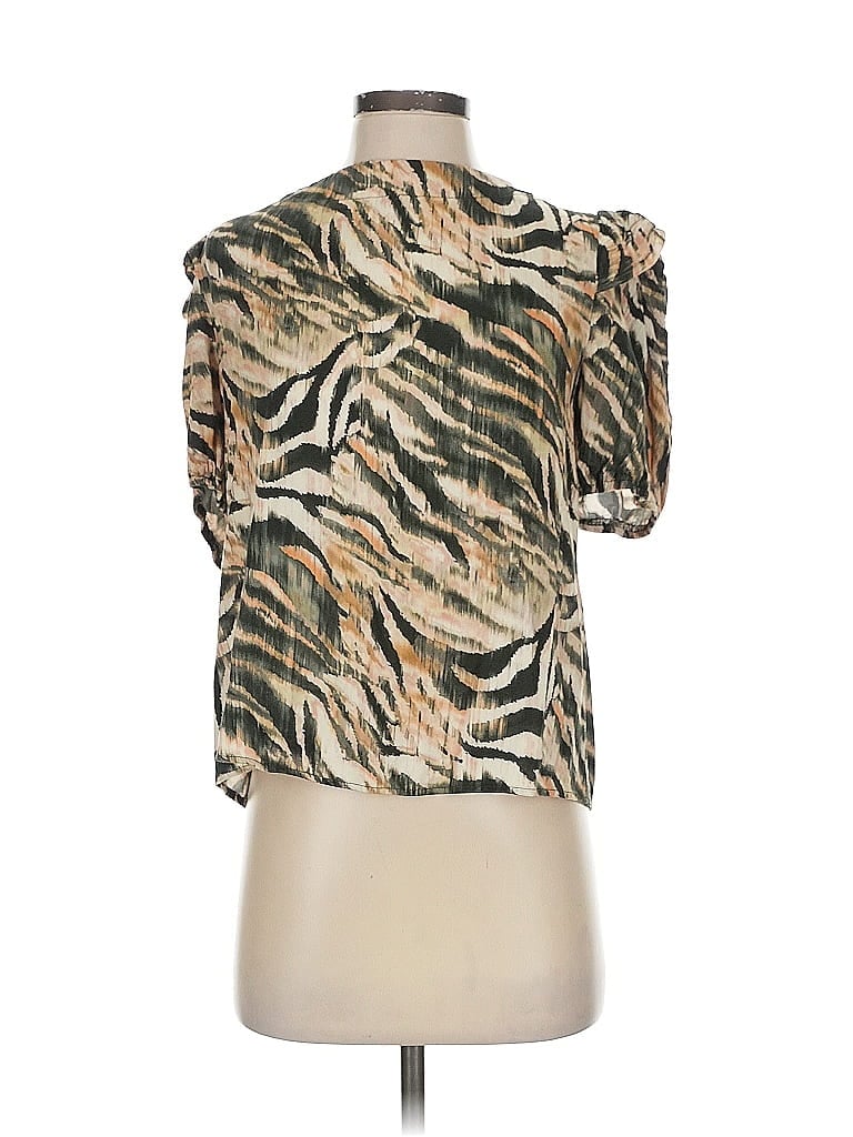 Pre-owned Willa Story Short Sleeve Blouse In Gold