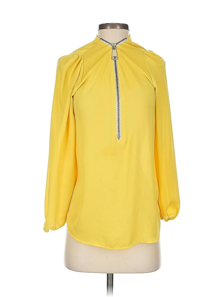 Click to view more detailed imagery on our partner's website Pre-owned Carmen Marc Valvo 3/4 Sleeve Blouse In Yellow