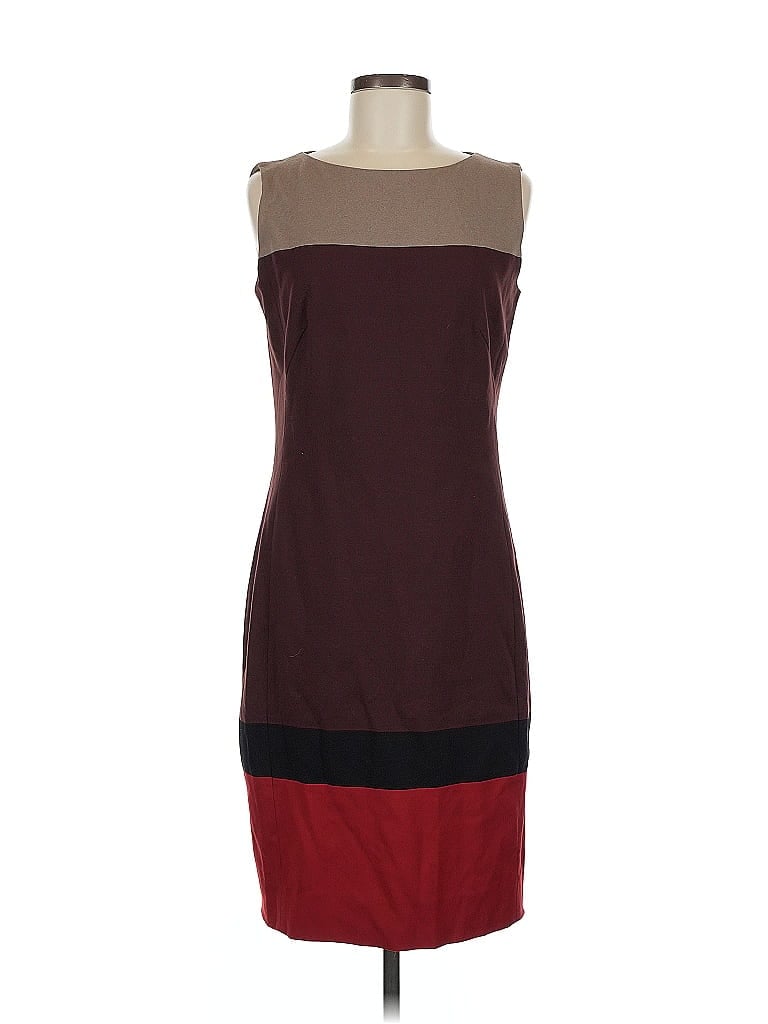 Akris Punto Color Block Burgundy Cocktail Dress Size 8 - photo 1