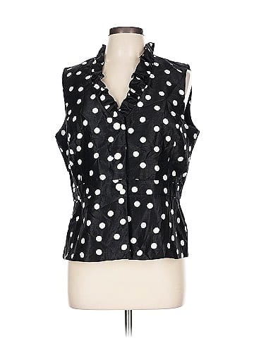 Danny & Nicole Black Polka Dot Sleeveless Blouse (view 1)