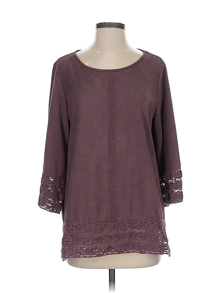 Pre-owned Soft Surroundings 3/4 Sleeve Blouse In Burgundy
