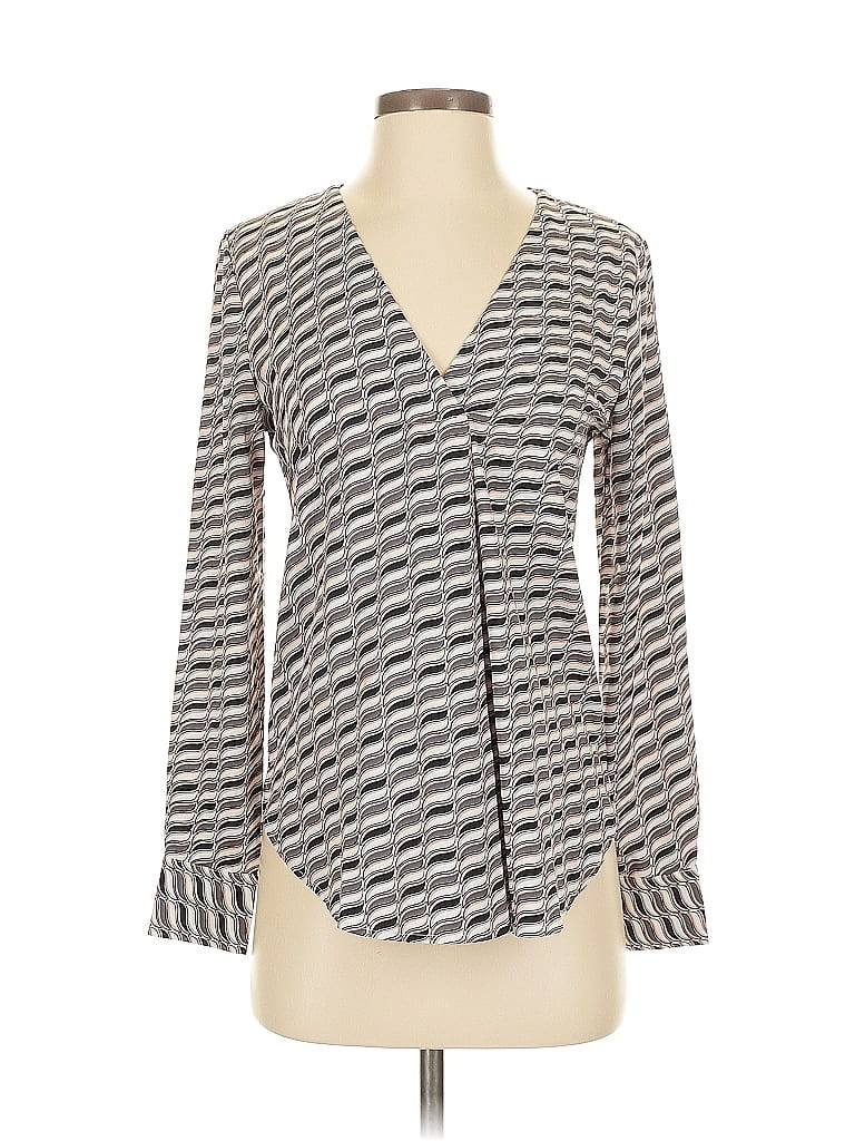 Pre-owned Ann Taylor Long Sleeve Blouse In Gray