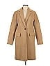 Camel wool longline coat with notched lapels