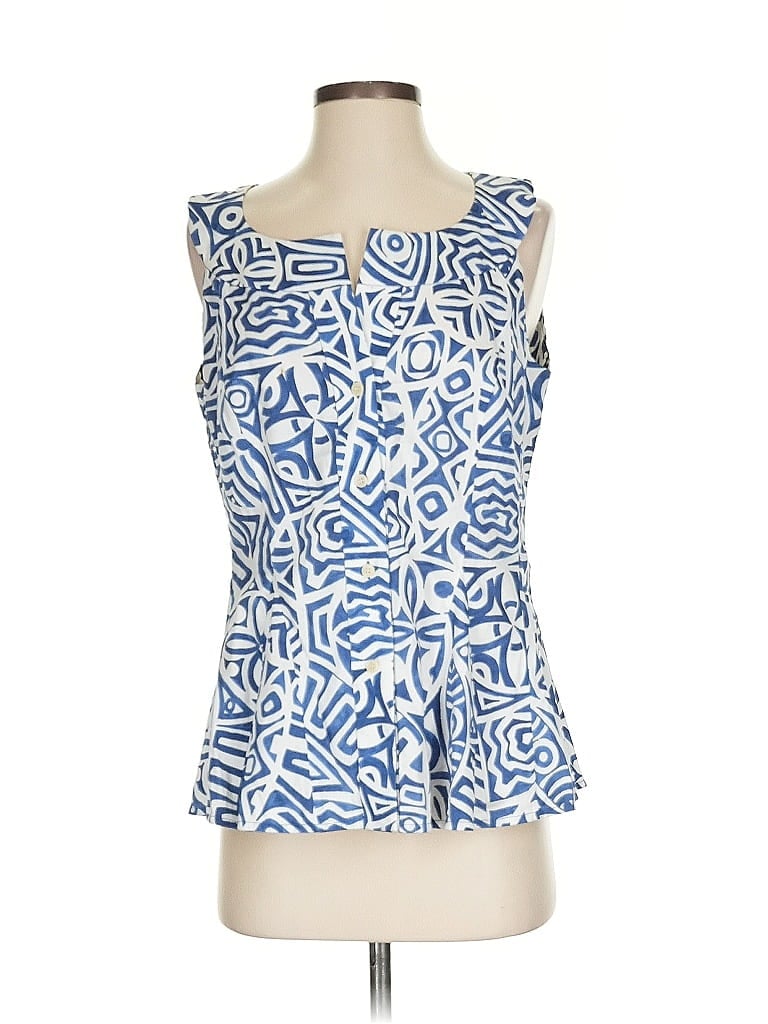Pre-owned Lafayette 148 Sleeveless Blouse In Blue