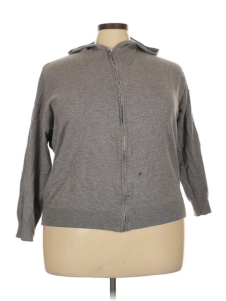 Terra & Sky Gray Zip Up Hoodie Size 3X - photo 1