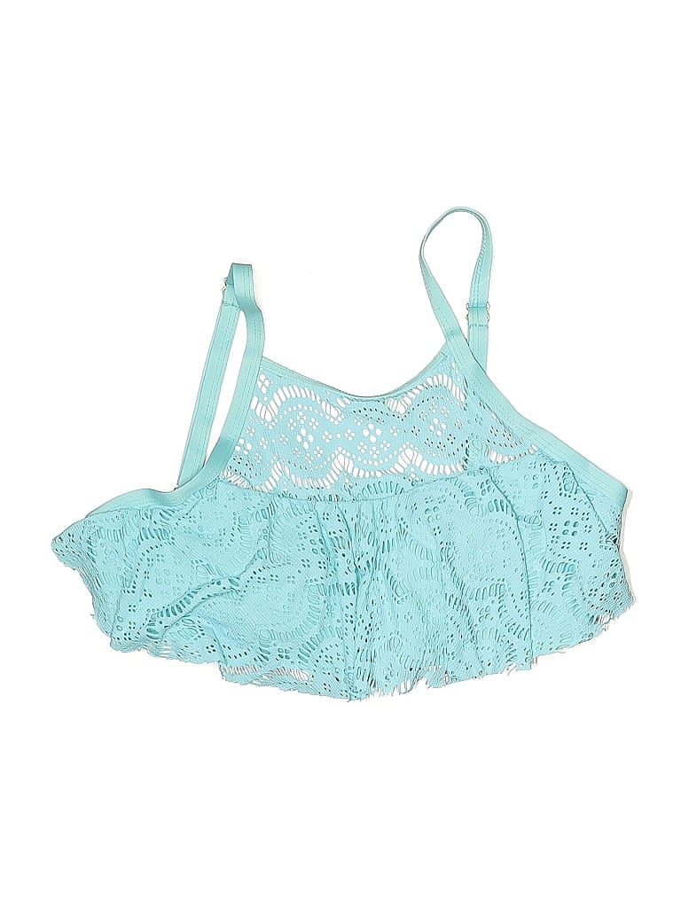 Pre-owned Antonio Melani Swimsuit Top Teal Swimwear In Blue