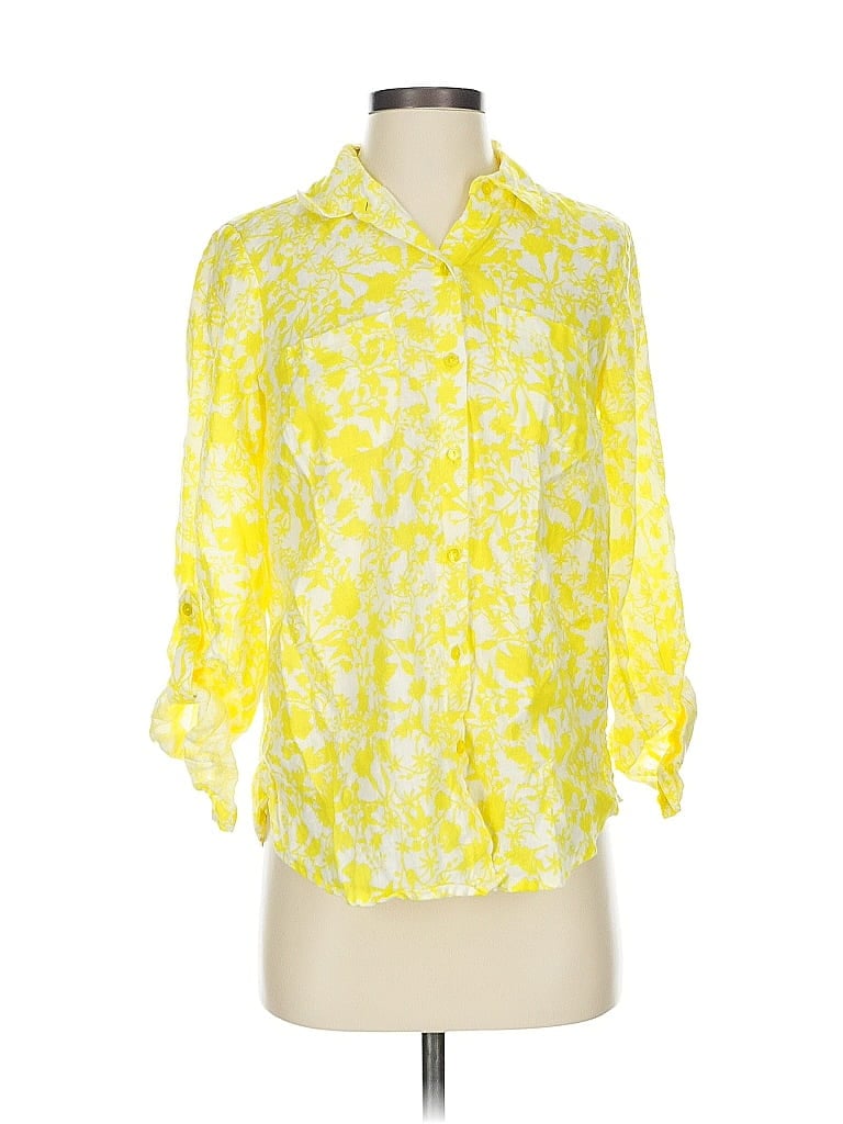 Pre-owned Charter Club 3/4 Sleeve Blouse In Yellow