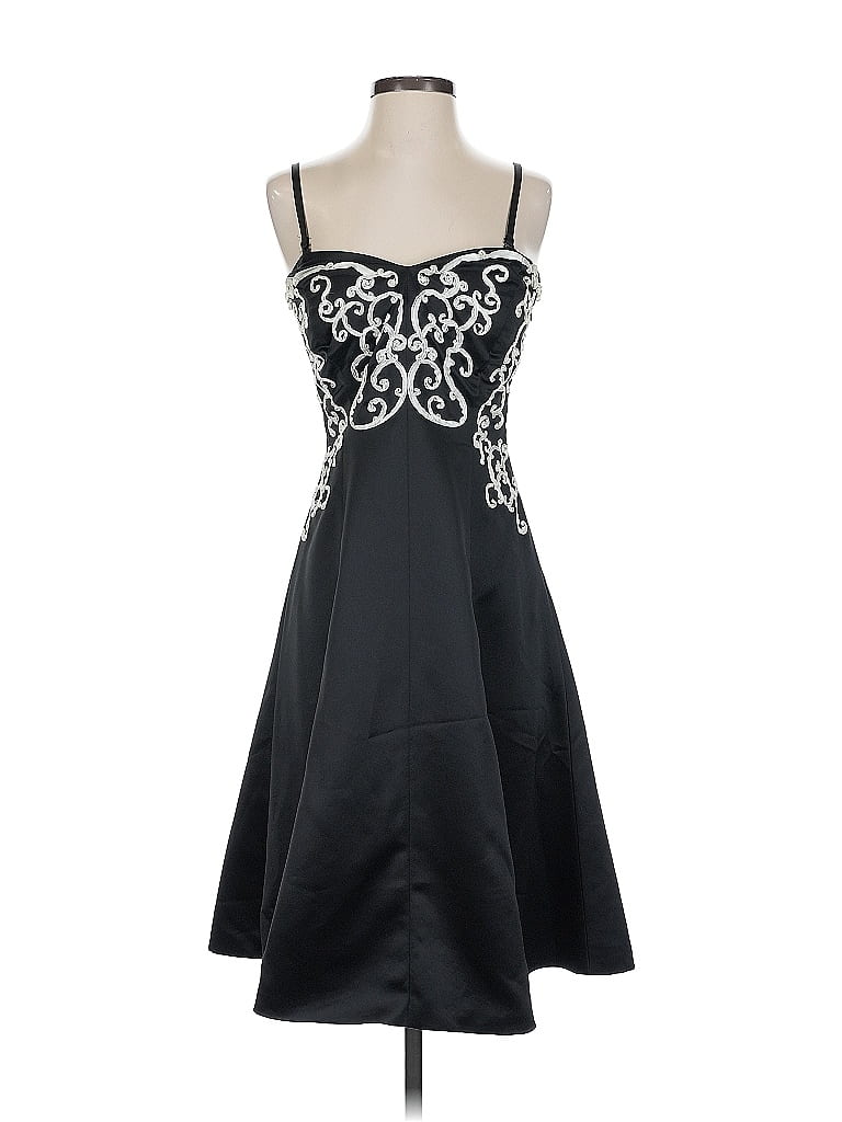 elegant tea length cocktail dresses Greenery LaDivine 7499 A Line Formal Prom Dress Black Bridesmaid Dress Uk SIZE:44 031026