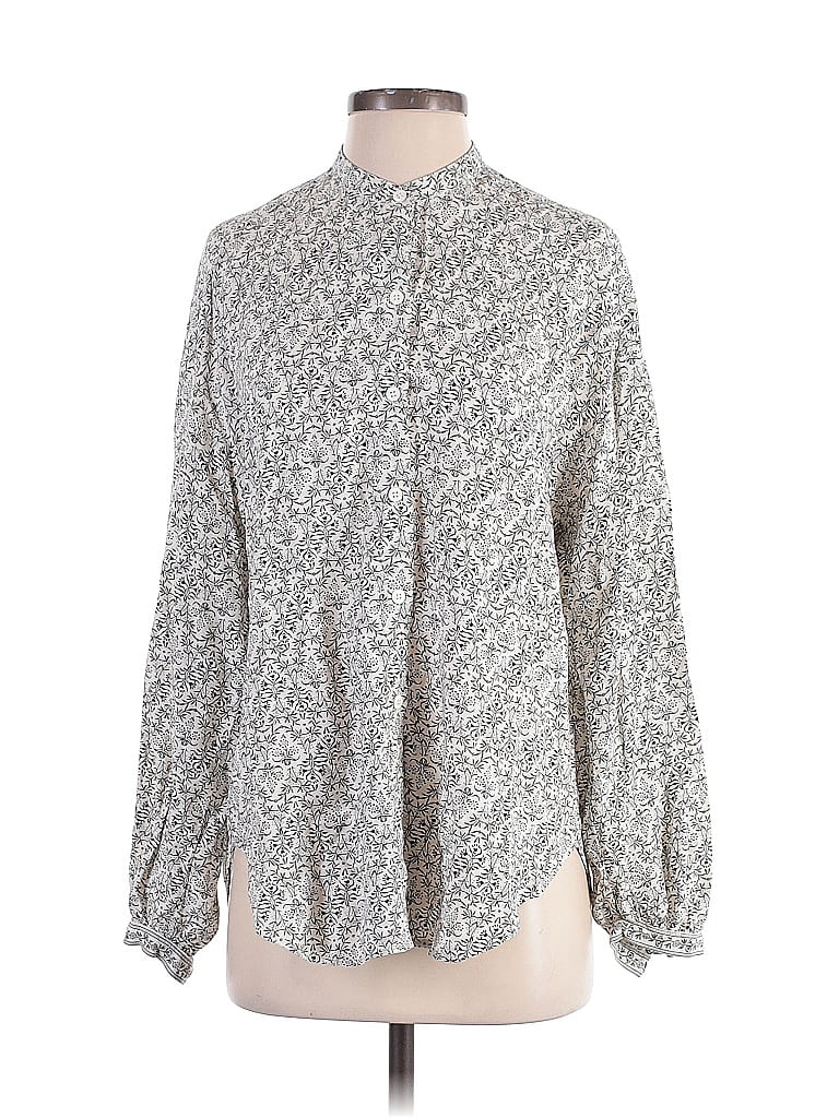 Pre-owned Max Studio Long Sleeve Blouse In Gray