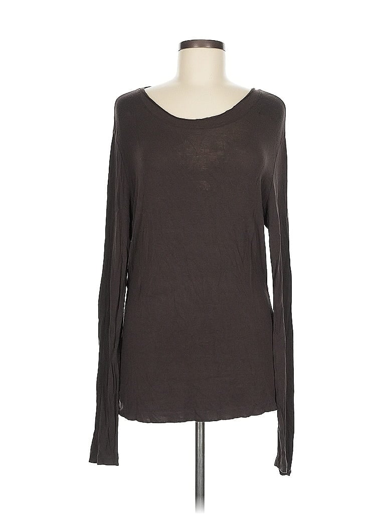 Lafayette 148 New York Brown Long Sleeve T-Shirt Size M - photo 1