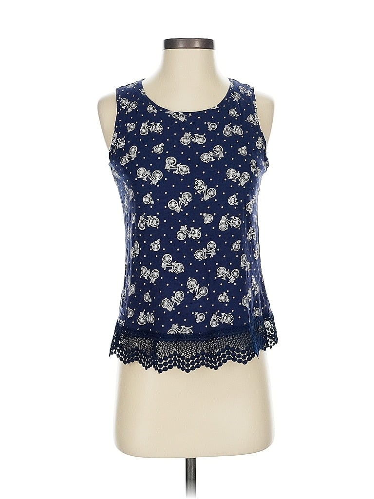 Pre-owned Maison Jules Tank Top Blue Halter Neckline Tops