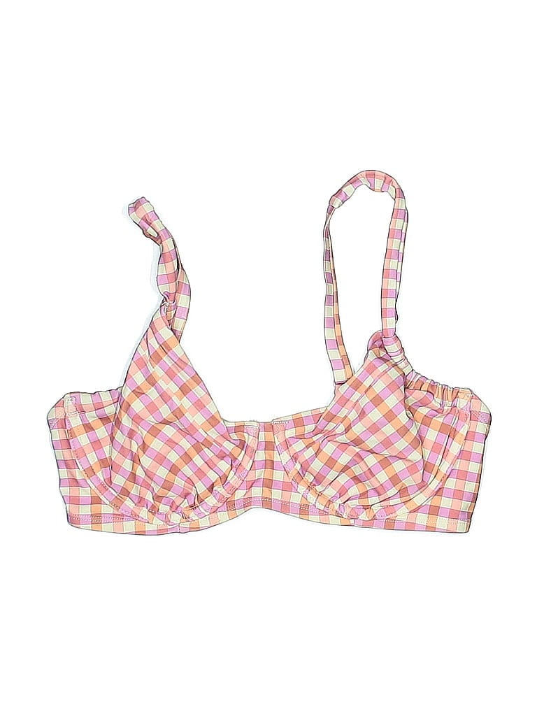 Kona Sol 100% Polyester Checkered-gingham Pink Swimsuit Top Size S - photo 1