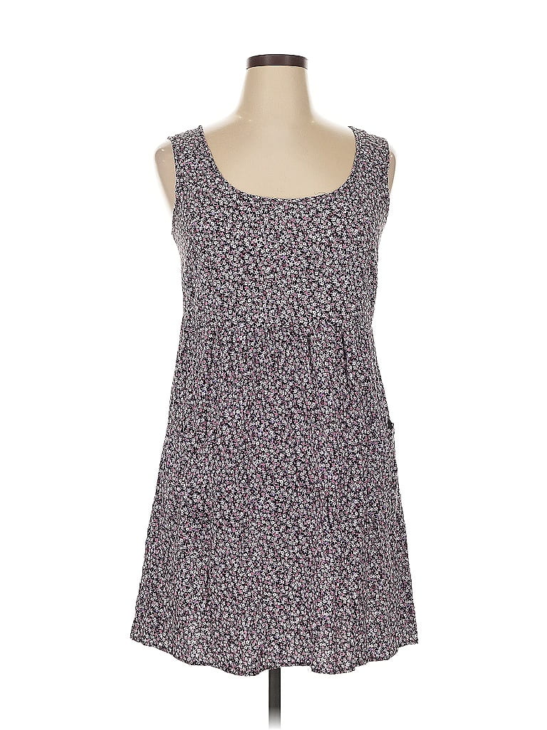 Connected Apparel 100% Rayon Print Purple Casual Dress Size 14 - photo 1