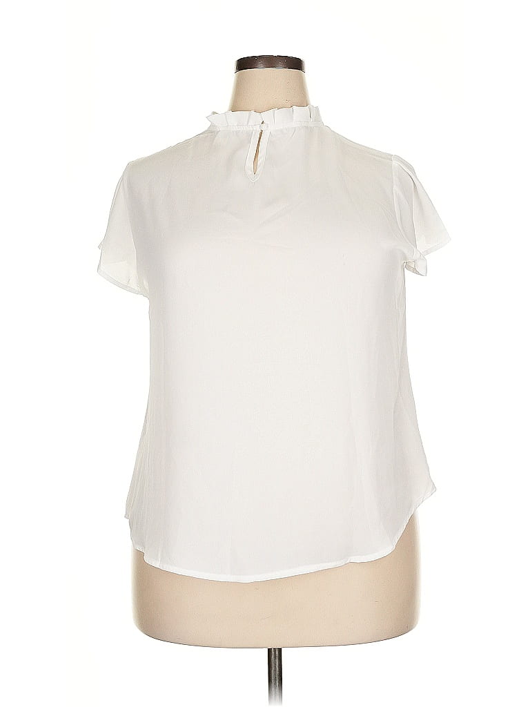 Pre-owned Unbranded Short Sleeve Blouse In White