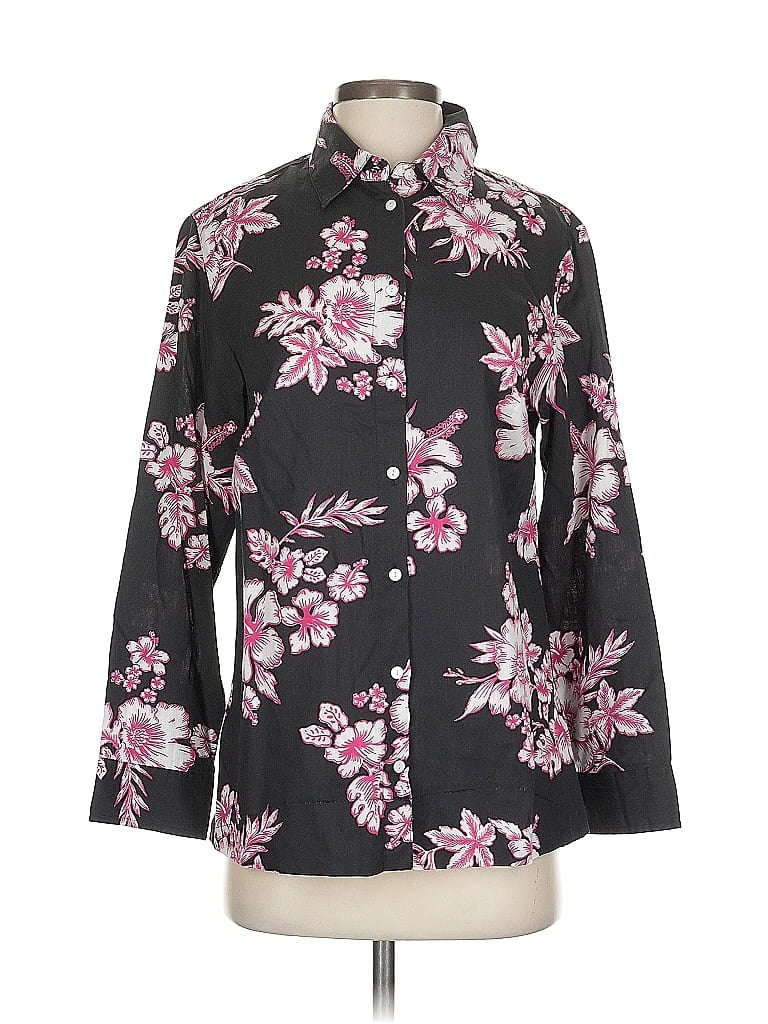 Pre-owned Soft Surroundings Long Sleeve Blouse In Black