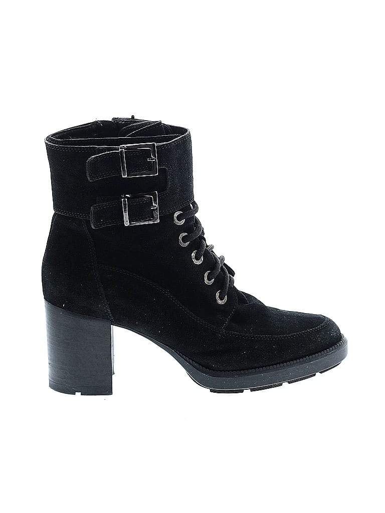 AQUATALIA 100% Leather Black Ankle Boots Size 10 - photo 1