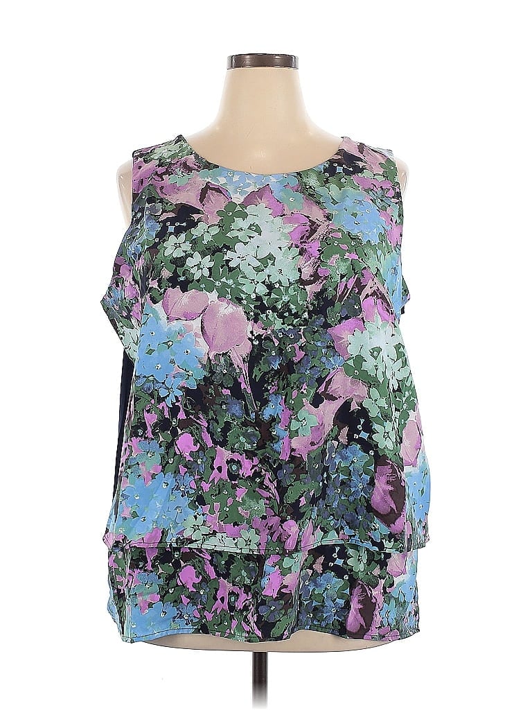DG^2 by Diane Gilman 100% Polyester Purple Sleeveless Blouse Size 2X - photo 1