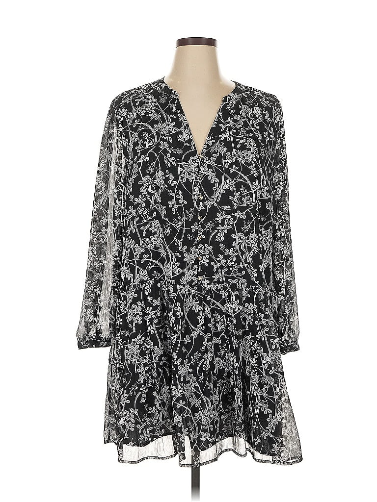 Jupe Ann Taylor En Soie 100% Imprimé Floral Noir Et Blanc - Taille 2P (petites), Occasion Très Bon état