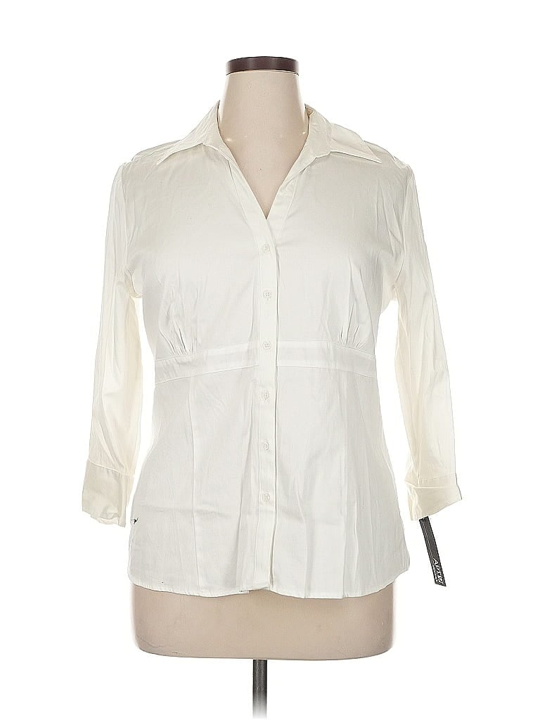 Pre-owned Apt. 9 3/4 Sleeve Button Down Shirt In White