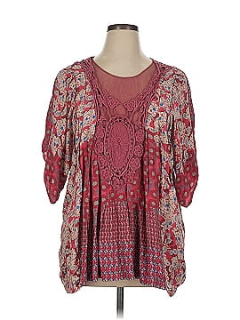Johnny Was 3/4 Sleeve Silk Top