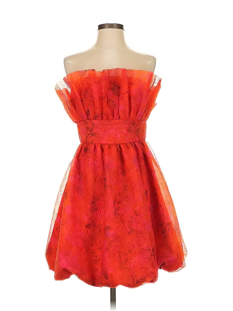 ML Monique Lhuillier 100% Polyester Red Orange Cocktail Dress Size 4 - photo 1