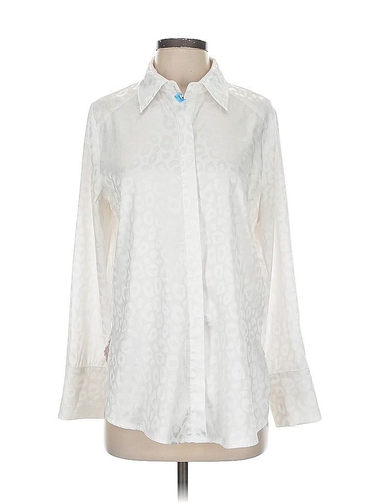 Pre-owned Acoa Collection Long Sleeve Blouse In White