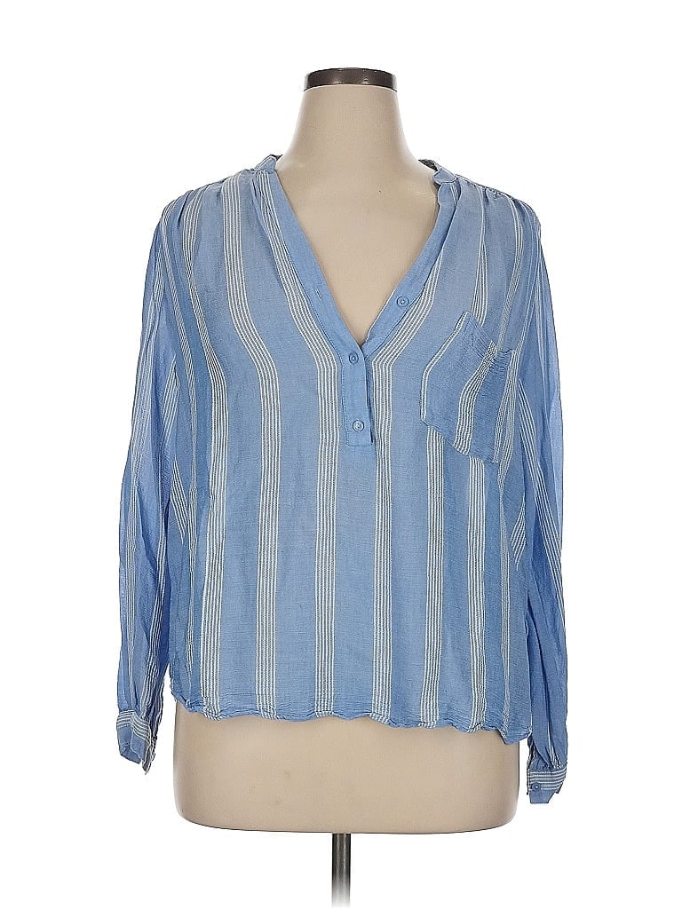 Pre-owned H&m Long Sleeve Blouse In Blue