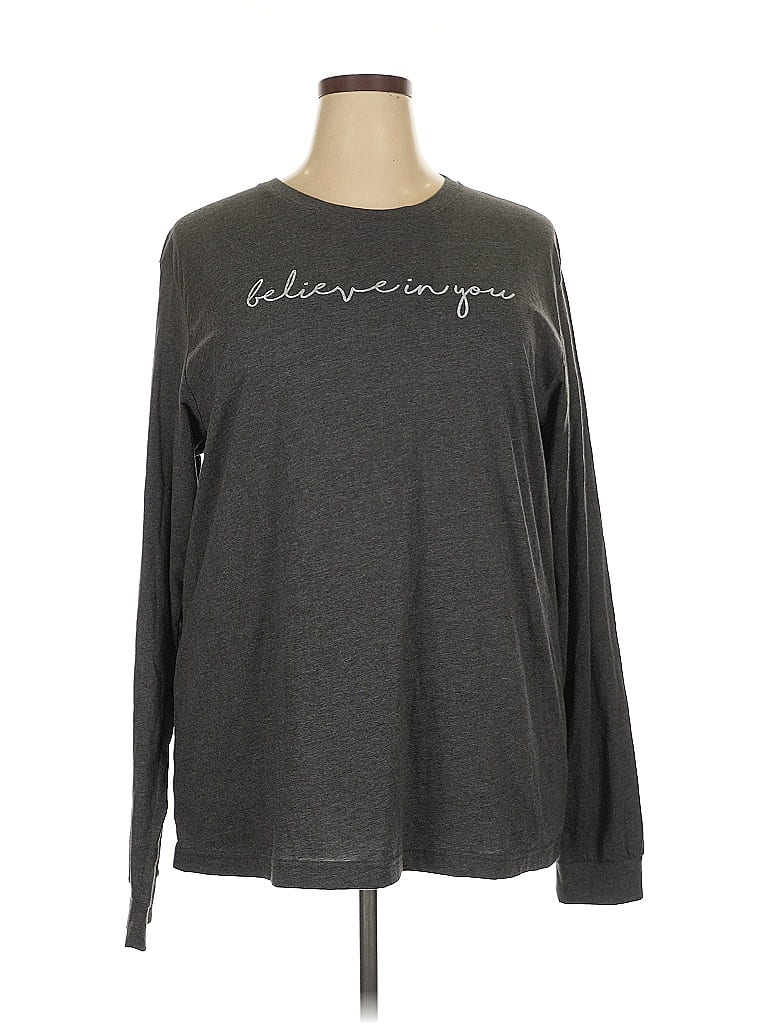 Bella + Canvas Gray Long Sleeve T-Shirt Size 2X - photo 1