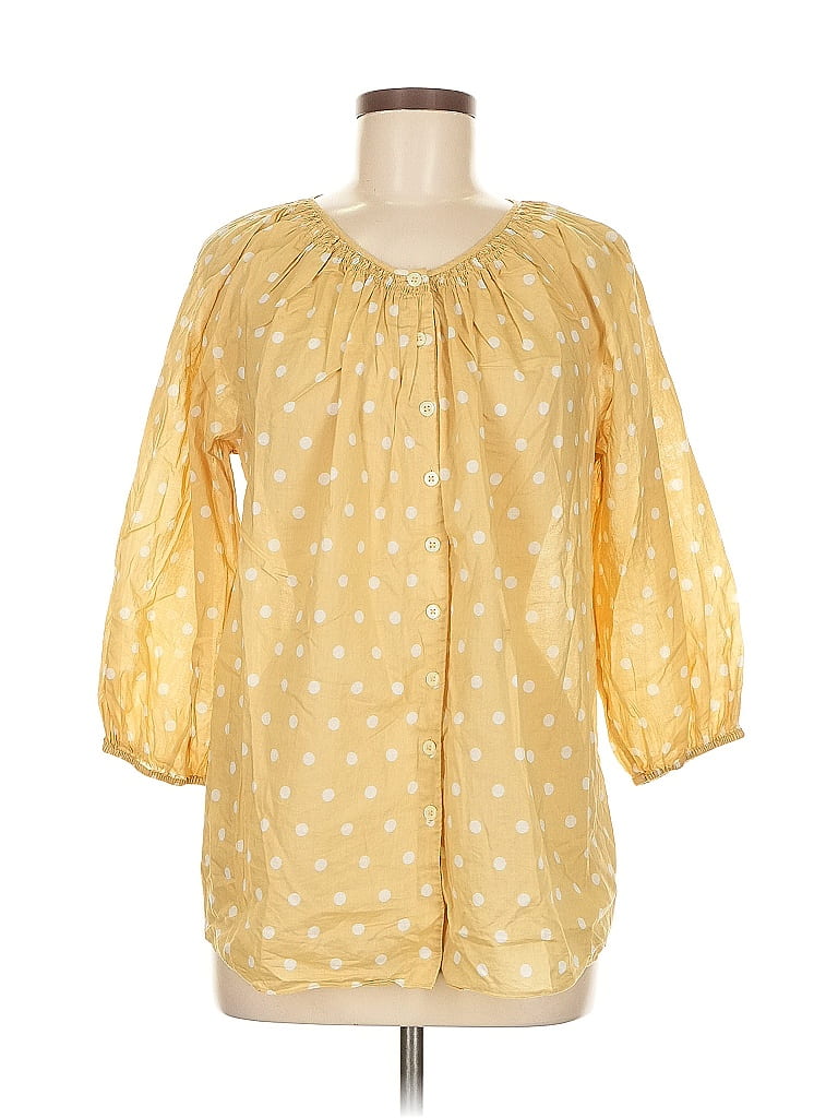 Moda International 100% Cotton Yellow 3/4 Sleeve Blouse Size M - photo 1