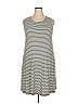 Lou & Grey for LOFT Stripes Gray Casual Dress Size XXL - photo 1