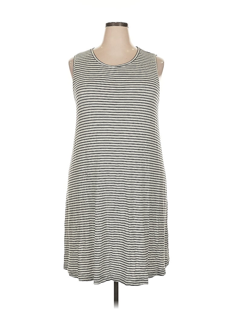 Lou & Grey for LOFT Stripes Gray Casual Dress Size XXL - photo 1