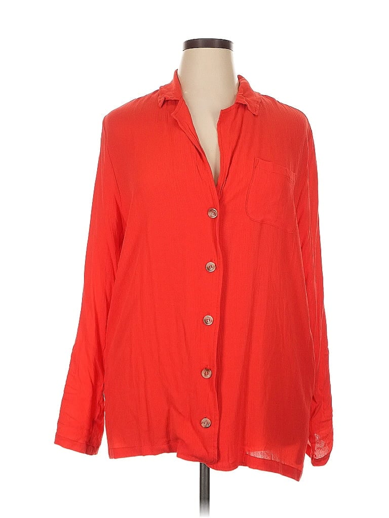 Pre-owned Assorted Brands 3/4 Sleeve Button Down Shirt In Red