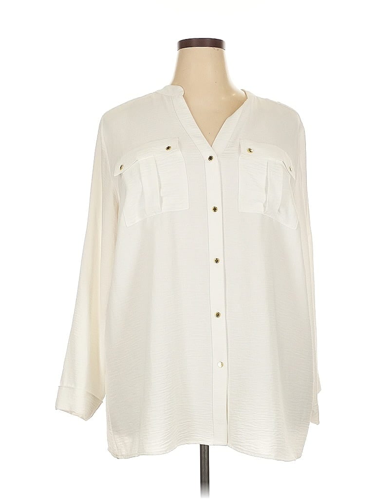 Pre-owned Calvin Klein 3/4 Sleeve Blouse In White