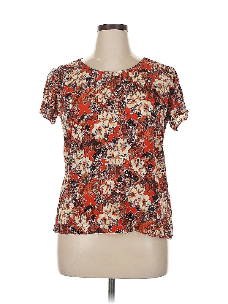 Sag Harbor 100% Rayon Brown Short Sleeve Blouse Size XL - photo 1