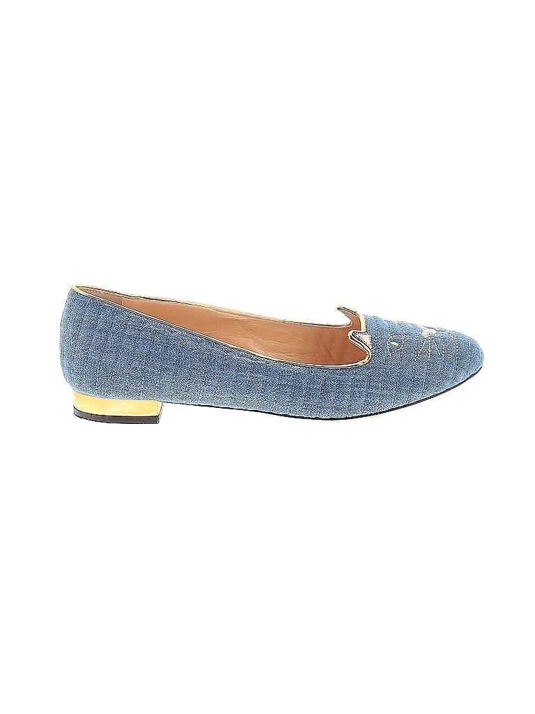 Charlotte Olympia Tweed Blue Flats Size EU 41 - photo 1