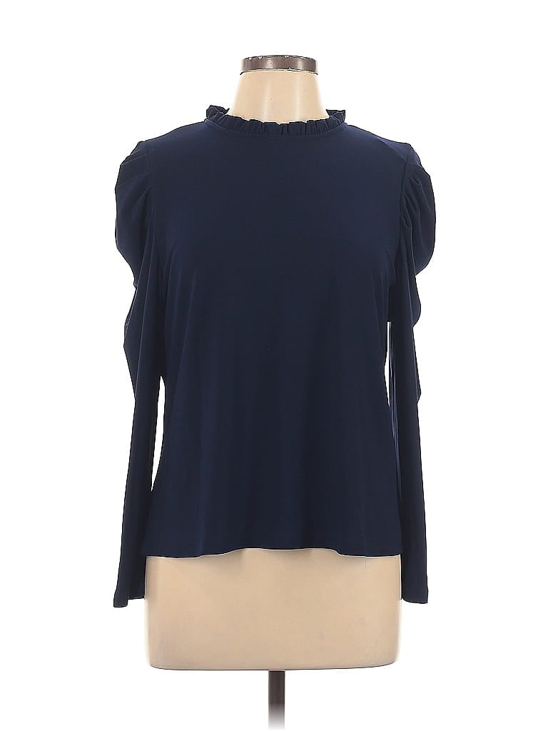 CeCe Blue Long Sleeve Top Size L - photo 1