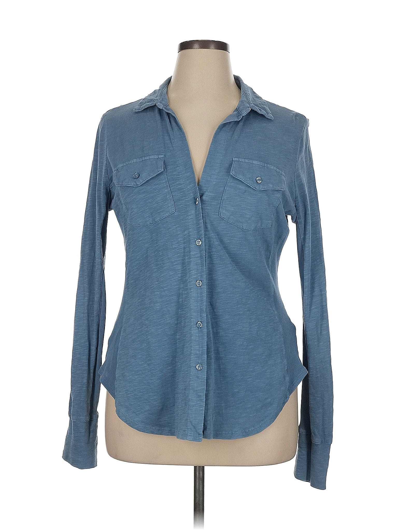 CALVIN KLEIN JEANS 100% Cotton Blue Long Sleeve Button-Down Shirt Size XL