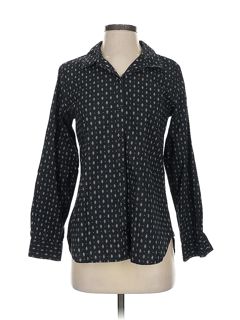 Pre-owned Garnet Hill Long Sleeve Blouse In Black