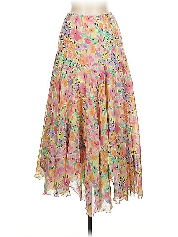Newsworthy Floral Multicolor Sheer Effect Casual Skirt (view 1)